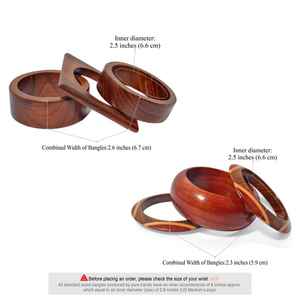 Bracelets artisanaux en bois de Sisso et de Bloodwood – Ensemble de bijoux en bois poli à la cire de teck pour femmes - Product Image 3