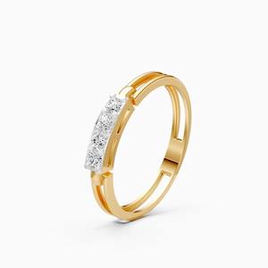 Stylish 0.15 Ct Lab Grown Diamond <b>Split</b> Shank <b>Ring</b> In 9K Yellow White And Rose Gold - Product Image 3