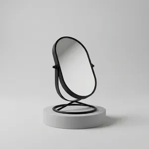 Espejo de Vanidad Ovalado Inteligente ARTISAN DESIGN con Acabado Negro, Diseño Moderno de Mesa Metálica, Espejo de Maquillaje de Escritorio Ajustable - Product Image 2