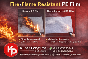KUBER POLYFILMS Film en polyéthylène PE ignifuge, résistant au feu, grade FR, indice VTM-0, surface brillante, surface lisse, jusqu'à 84 - Product Image 5