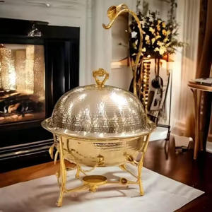 2 Tier Rectangular Buffet Display Stand Stainless Steel Food Server with <b>Roll</b> Top Acrylic Cover for Catering and Deli - Product Image 1