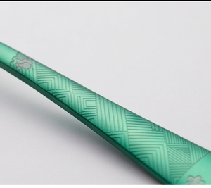Poignée élégante couleur verte enduite de couverts en acier inoxydable fini ensemble de 5 cuillère fourchette couteau couverts pour les cadeaux de mariage - Product Image 2