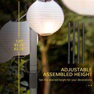 Pali per Luci LED a Stringa Poligonali per Patio, Giardino, Terrazza, 10FT, Confezione da 2, Supporto in Acciaio per Illuminazione per Matrimoni e Feste - Product Image 6
