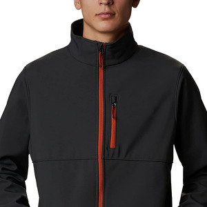 Men's Black Fleece <b>Jacket</b> with <b>Red</b> Zipper Embroidered Front Logo Casual <b>Waterproof</b> Winter Outdoor Wear Regular Fit - Product Image 3