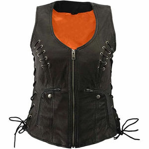 Chaleco de Motocicleta de Cuero Genuino para Hombre y Mujer, Chaqueta de Cuero Estilo Urbano con Relleno de Algodón Ecológico, Venta al por Mayor en Stock - Product Image 1