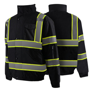 เสื้อแจ็คเก็ตทำงานสีดำสำหรับผู้ชาย แบบสะท้อนแสง พร้อมแถบสะท้อนแสง ผลิตจากโพลีเอสเตอร์ สำหรับงานอุตสาหกรรม - Product Image 1