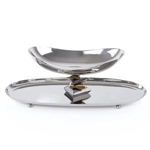 Highest Quality Modern Metal Serving Bowl With Stone Accents Polished Finish Dishwasher Safe Party Use - Product Image 5