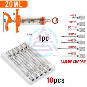 Seringue vétérinaire 10ml/20ml pour injection de vaccin, dose réglable, en acier inoxydable 304, avec embout de distribution pour bétail et volaille - Product Image 3