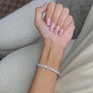 สร้อยข้อมือเทนนิสทรงรีประดับมอสซาไนต์ชุบโรเดียมเงินแท้ 925  แทนเพชร VVS ของขวัญแต่งงานสำหรับทุกเพศ - Product Image 4