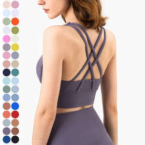 Ensemble débardeur d'entraînement et soutien-gorge de sport pour femme, vente en gros, soutien-gorge de yoga à bretelles croisées pour la course, anti-choc, vêtements de sport pour la gym - Product Image 5