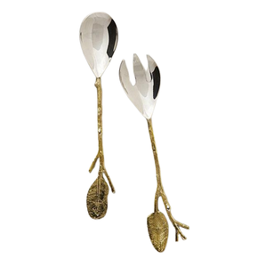 Juego de Cubiertos de Acero Inoxidable con Diseño de Ramas Naturales, Cuchara y Tenedor para Ensalada, Estilo Vintage para Bodas y Fiestas - Product Image 1