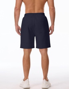 Shorts Bermuda en Coton Bleu Marine pour Homme, Taille Mi-Haute, Décontracté, Respirant, Tricoté, Couleur Unie, Idéal pour l'Entraînement et la Gym - Product Image 3