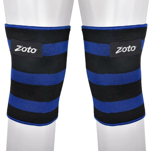 Genouillères de compression en tricot élastique à rayures rouges avec logo personnalisé pour la musculation et le soutien articulaire – Vente en gros - Product Image 6