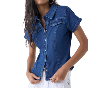 Camisa Casual de Mezclilla para Mujer, con Botones, Lavada, Cómoda, Personalizable, de Algodón, al por Mayor - Product Image 3