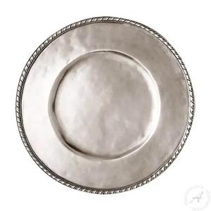 Bol de service alimentaire plaqué argent avec bordure perlée, fait main, assiette profonde pour accessoires de table de restaurant - Product Image 3