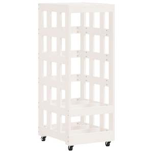 Support pour bûches en bois de pin massif avec roulettes 15,7''x19,3''x43,3'' Blanc pour cheminées et accessoires - Product Image 2