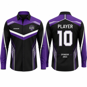 Chemise décontractée à manches longues pour homme, col rabattu, imprimé par sublimation, popeline de polyester, motif peint à la main, style estival - Product Image 1