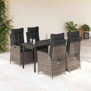 Set da Pranzo da Giardino in Rattan Grigio Scuro per 4 Persone, Resistente alle Intemperie, Arredamento da Esterno in Stile Contemporaneo - Product Image 1