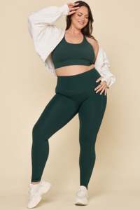 High Waist Full Length Solid Color Yoga <b>Leggings</b> Seamless With <b>Pockets</b> Spandex Nylon Women's - Product Image 6