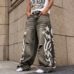 Jean droit déchiré noir pour homme, coupe classique, avec fermetures éclair, respirant, écologique, 100 % coton, style Hip Hop - Product Image 5
