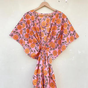 Vestido Kaftán Informal de Verano con Estampado Floral Tropical, sin Mangas, de Algodón, para Mujer, Ropa de Playa, Estilo Asia Pacífico - Product Image 1