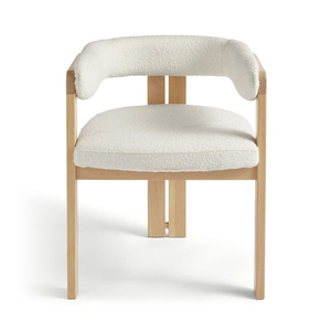 Fauteuil minimaliste en bois de frêne avec dossier incurvé et tissu texturé - Product Image 1
