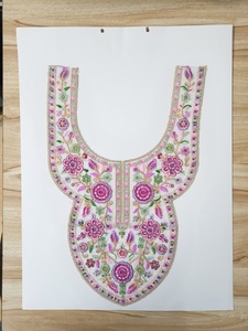 Textiles de maison élégants pour femmes, en toile légère, faits à la main, avec broderies florales et patchs brodés pour le cou, pour l'été - Product Image 3