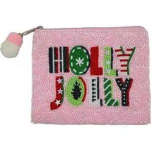 Monedero de Cuentas de Vidrio Bordado a Mano HOLLY JOLLY, Bolsa de Maquillaje, Regalo para Ella - Tamaño y Color Personalizables - Product Image 1