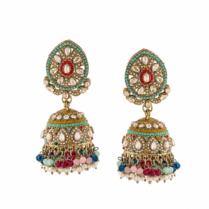 Pince à cheveux ethnique faite à la main avec perles colorées et strass, forme goutte d'eau, style élégant pour mariage - Product Image 1