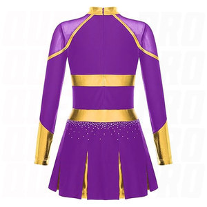 Girls Shiny Rhinestone Cheer Leader Uniform Outfit Sleeveless Zipper Back Cheerleading Dance Dress <b>Sparkly</b> Performance Uniforms - Product Image 1