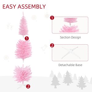 Albero di Natale Artificiale Sottile Rosa da 1,8 m con 390 Punte Realistiche e Supporto in Plastica, Decorazione Natalizia - Product Image 4