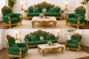 Muebles para el Hogar Tallados a Mano de Estilo Castillo, Juego de Sofás de Madera Maciza de Alta Calidad para Sala de Estar, Estilo Francés, Juego de Muebles de Salón para 5 Personas - Product Image 5