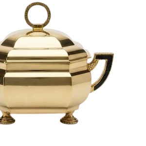 Bol de service en métal fait main au design vintage avec couvercle, soupière dorée faite à la main pour le service des aliments et les cadeaux - Product Image 5
