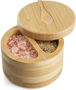Ensemble de 3 boîtes à sel en bambou, vente en gros, pots ronds en bois pour épices et condiments avec couvercle magnétique pour la cuisine - Product Image 6