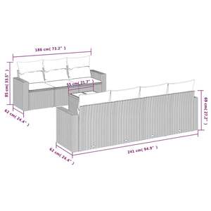Juego de sofás de patio de ratán sintético marrón de 8 piezas con cojines, elegantes muebles de exterior - Product Image 3