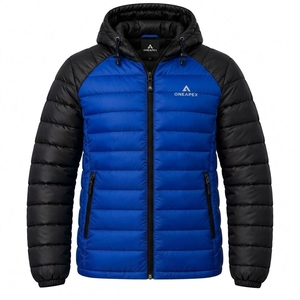 Veste matelassée à capuche pour homme, orange et noire, chaude, imperméable, légère, pour l'hiver et les activités de plein air, One Apex - Product Image 3