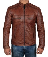 Veste de motard en cuir d'agneau véritable brun chocolat pour homme, entièrement personnalisée, imperméable, coupe-vent, haute qualité