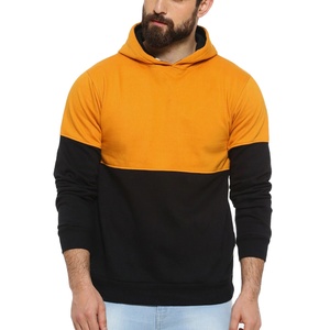 Sweat-shirts décontractés pour hommes avec empiècements colorés, style streetwear, poches kangourou, personnalisation des couleurs des empiècements, 100% coton - Product Image 1