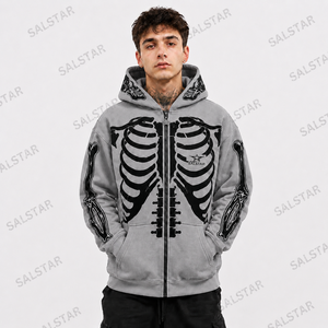 OEM <b>Skeleton</b> Sublimation <b>Hoodie</b> 3D All Over Print Polyester <b>Hoodie</b> for Streetwear - Product Image 3