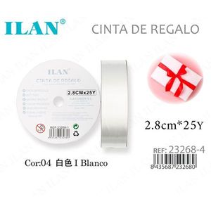 Cinta de Regalo Ilan de 2.8 cm x 25 yardas, Blanca, para Empaque - Product Image 1