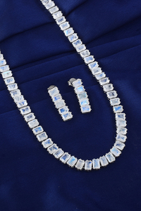 Conjunto de Collar con Piedra Lunar en Plata de Ley 92.5 KLSS-40130 - Product Image 4