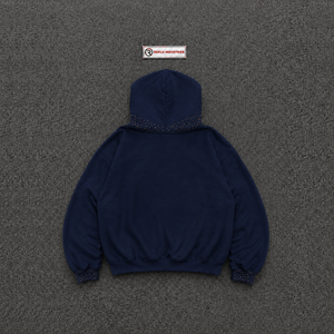 Men's <b>Navy</b> Blue Zip-Up Hoodie With Cartoon Print And American Flag Patch Regular Fit Casual <b>Sweatshirt</b> Urban Outerwear Long Sale - Product Image 6