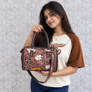Sac à main bohème en cuir véritable, sculpté à la main, style gypsy, sac à bandoulière artisanal élégant pour femme - Product Image 3