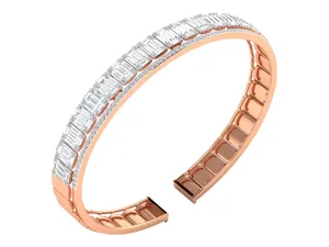 Bracelet en or massif 18 carats avec diamants de laboratoire, émeraude 5,5 carats, jonc ouvert micro-pavé, bijoux fins IGI, fabrication sur mesure OEM - Product Image 6