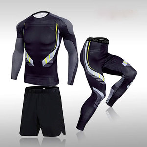 Conjunto de Camiseta Deportiva de Compresión con Mangas Largas y Pantalones Cortos de Camuflaje para Hombre, Secado Rápido, Spandex, Poliéster, Ropa Deportiva para Entrenamiento en el Gimnasio - Product Image 5
