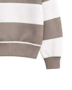 Sweat-shirt à col zippé rayé blanc et kaki pour homme, col rabattu, pull en polaire décontracté pour l'hiver, fabricant OEM personnalisé - Product Image 6