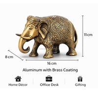 AG Elements Ensemble de figurines d'éléphants Art Déco en aluminium laiton antique, artisanat durable et écologique, 2 pièces, pour table, anniversaire