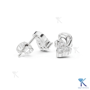 ต่างหูเพชรเลี้ยงในห้องปฏิบัติการทรงคลัสเตอร์ 3 เม็ด ทองคำแท้ 18K ดีไซน์หรูหรา รูปทรงคลื่น สำหรับผู้หญิง เหมาะสำหรับงานแต่งงานและงานปาร์ตี้ - Product Image 5