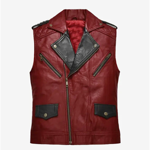 Custom Men's Black Hooded Leather Vest Biker Motorcycle Sleeveless <b>Jacket</b> Punk <b>Gothic</b> PU Waistcoat Zipper Buckles Slim Fit Gilet - Product Image 6