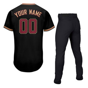 Custom <b>Baseball</b> Uniform Jersey Unisex Black Teamname 00 Heat-Transfer Printed 100% Polyester Moisture-Wicking All Seasons V-neck - Product Image 3